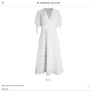 ML Monique Lhuillier Swiss Dot Midi Dress